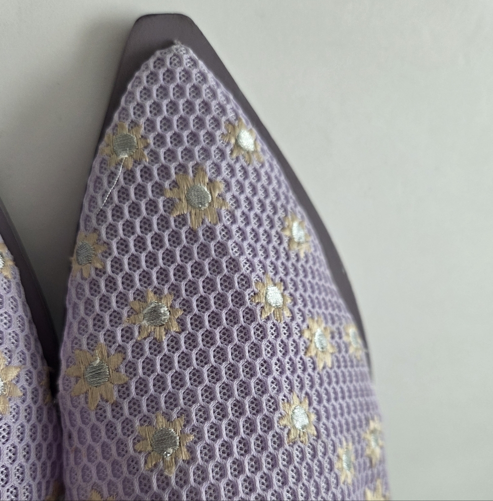 Free People Lilac Daisy Mesh Embellished Mules Sz.6 - Picture 2 of 6